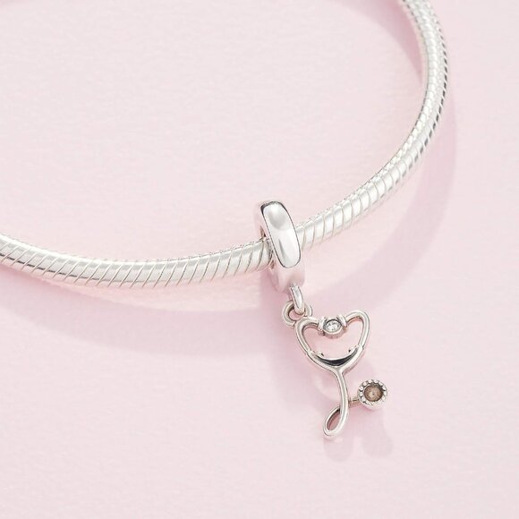 Sterling Silver Heart Dangle Charm Jewelry for Medical Professionals Gift - Picture 5 of 6